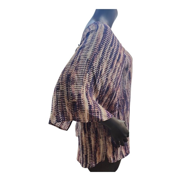 Nic + Zoe Blouse Boho Keyhole Blue Pink XL Womens Silk Blend Casual - Picture 3 of 16